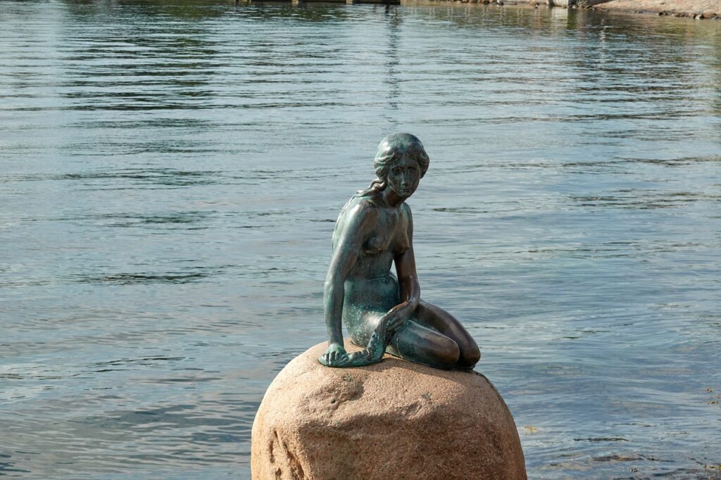 Sculpture of the Little Mermaid by Edvard Eriksen. Inspired by Hans Christian Andersen’s classic.